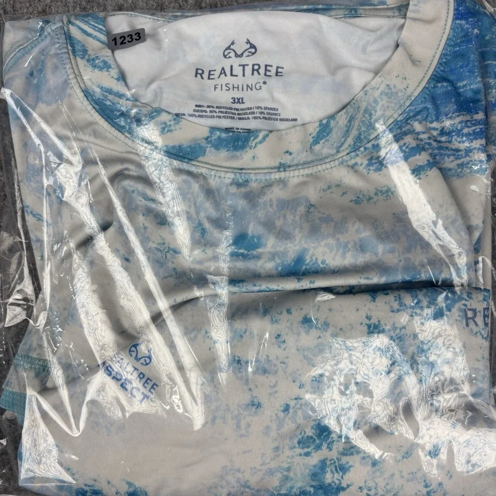 Realtree Fishing Shirt Mens 3xl Aspect Blue White Long Sleeve Performance Fish
